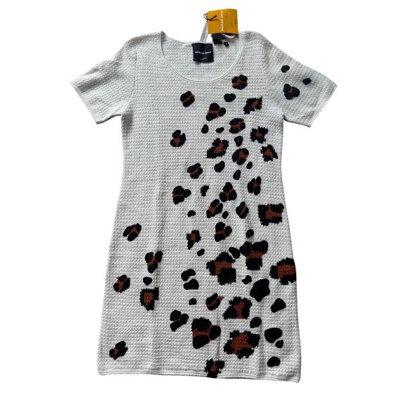 Michael Simon Short Sleeve Sweater Dress, Size Medium, NWT, Leopard Print - Picture 1 of 10